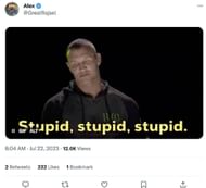 screengrab of another fan's opinion